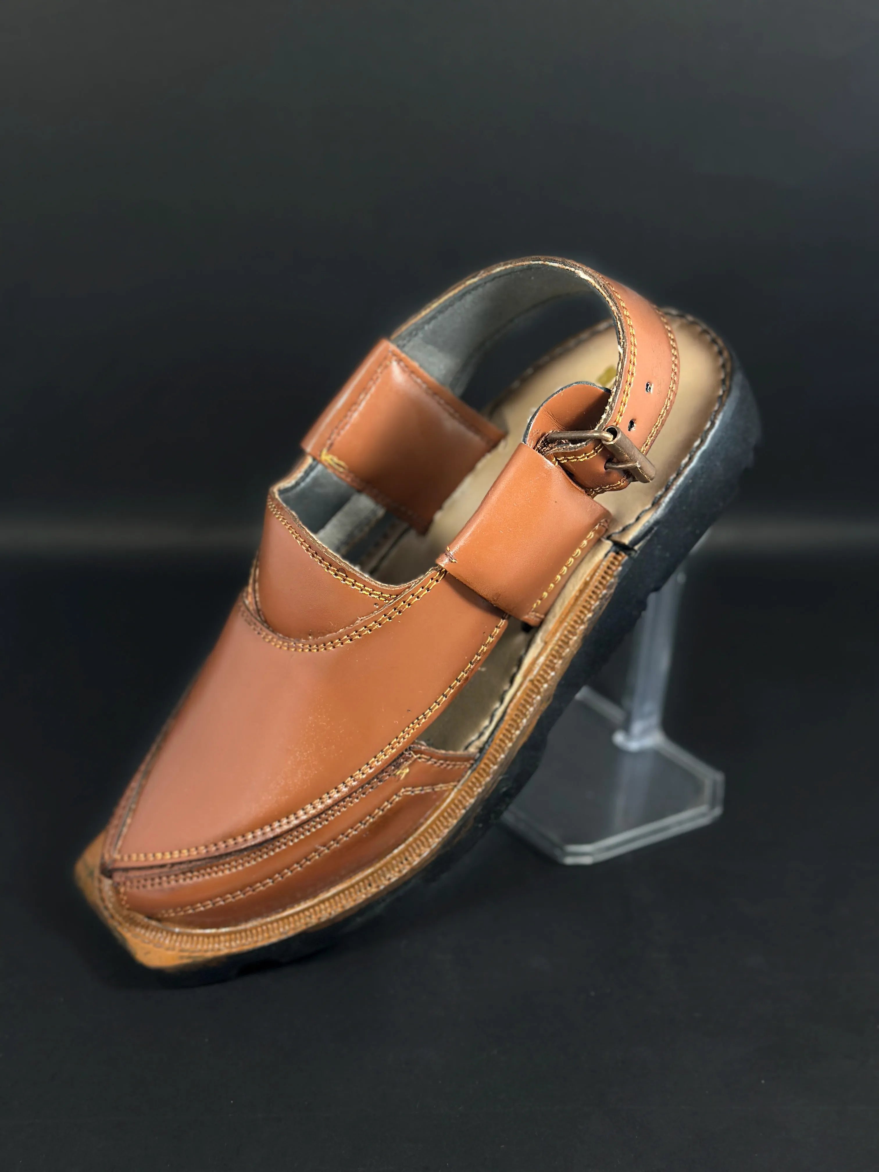 Light Brown Handmade Leather Peshawari Chappal – Classic Comfort & Durability