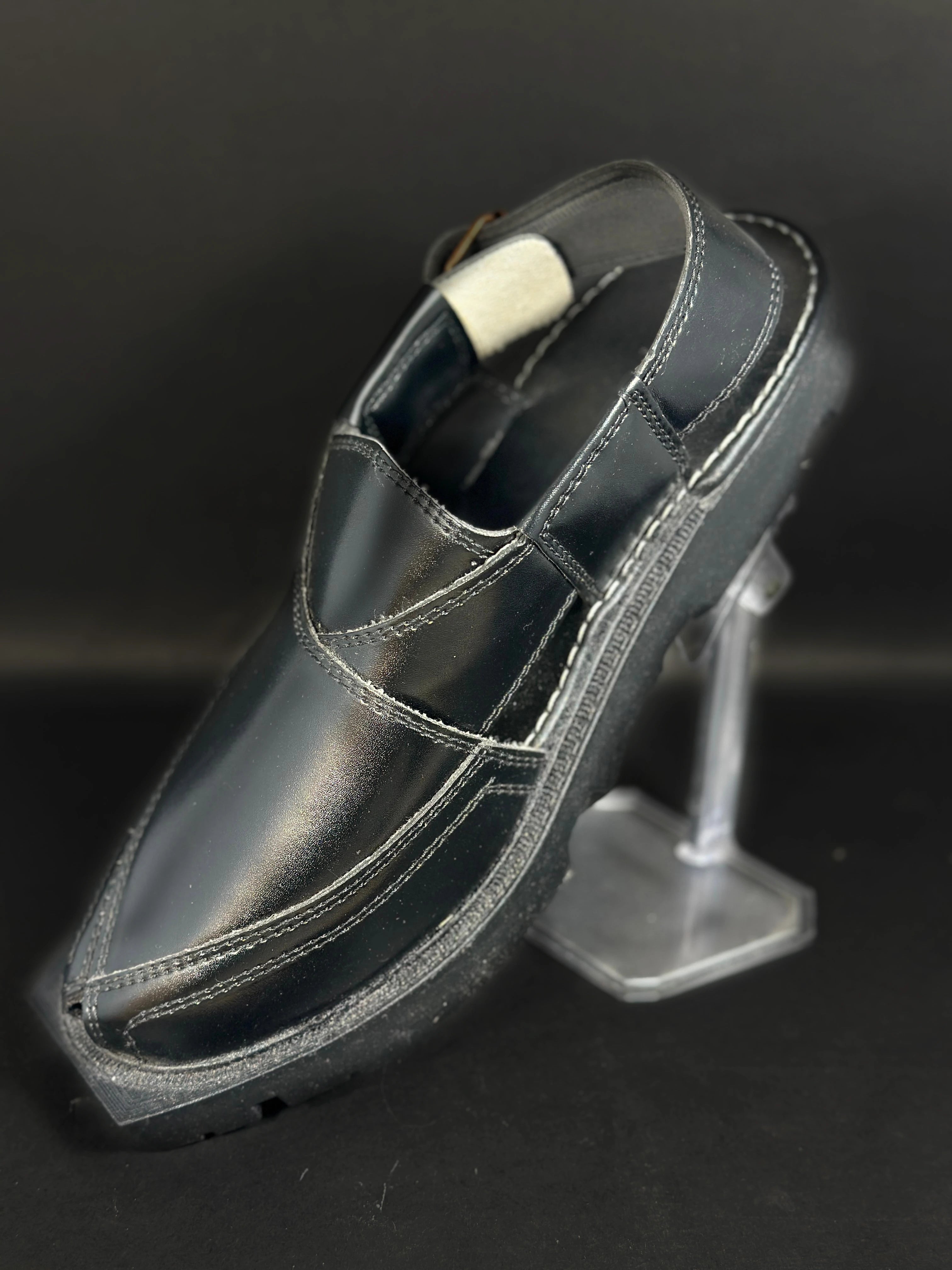 Black Handmade Leather Peshawari Chappal – Classic Comfort & Durability