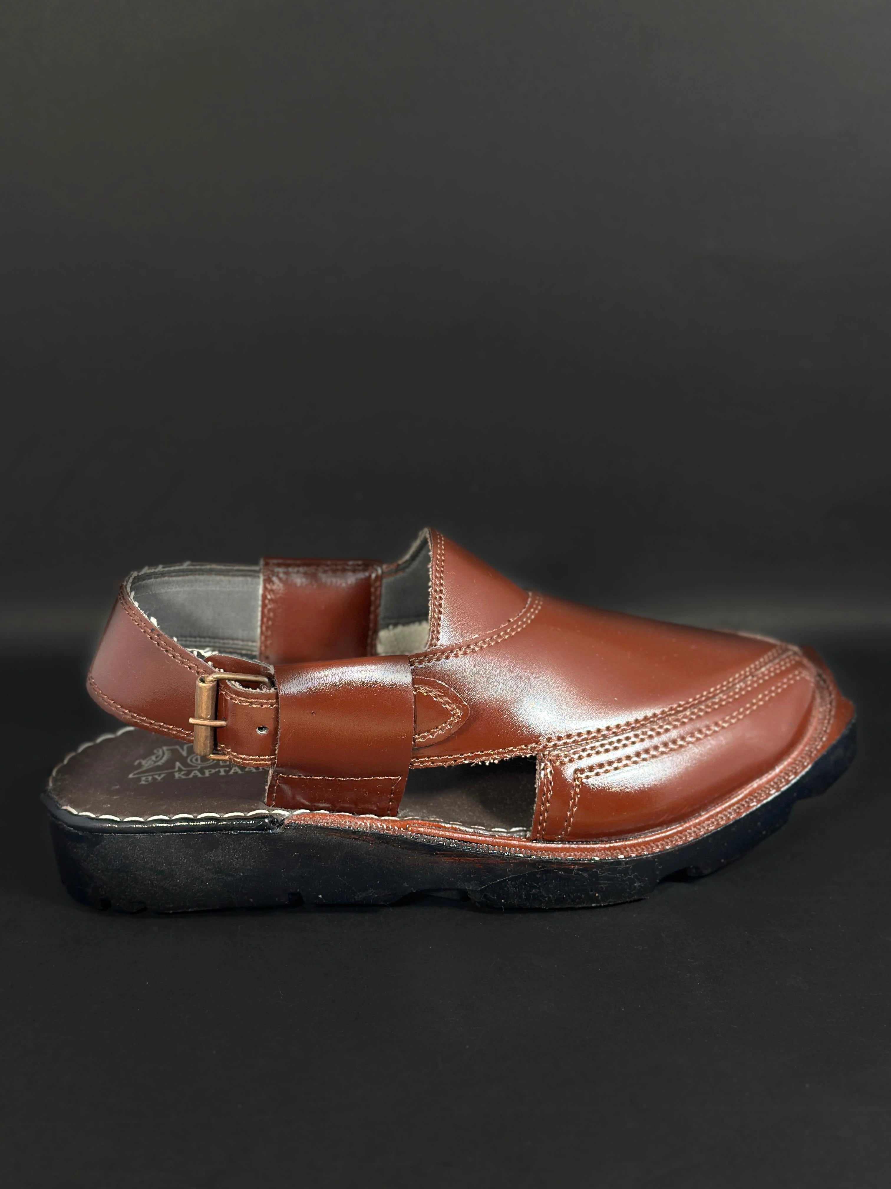 Brown Handmade Leather Peshawari Chappal – Classic Comfort & Durability