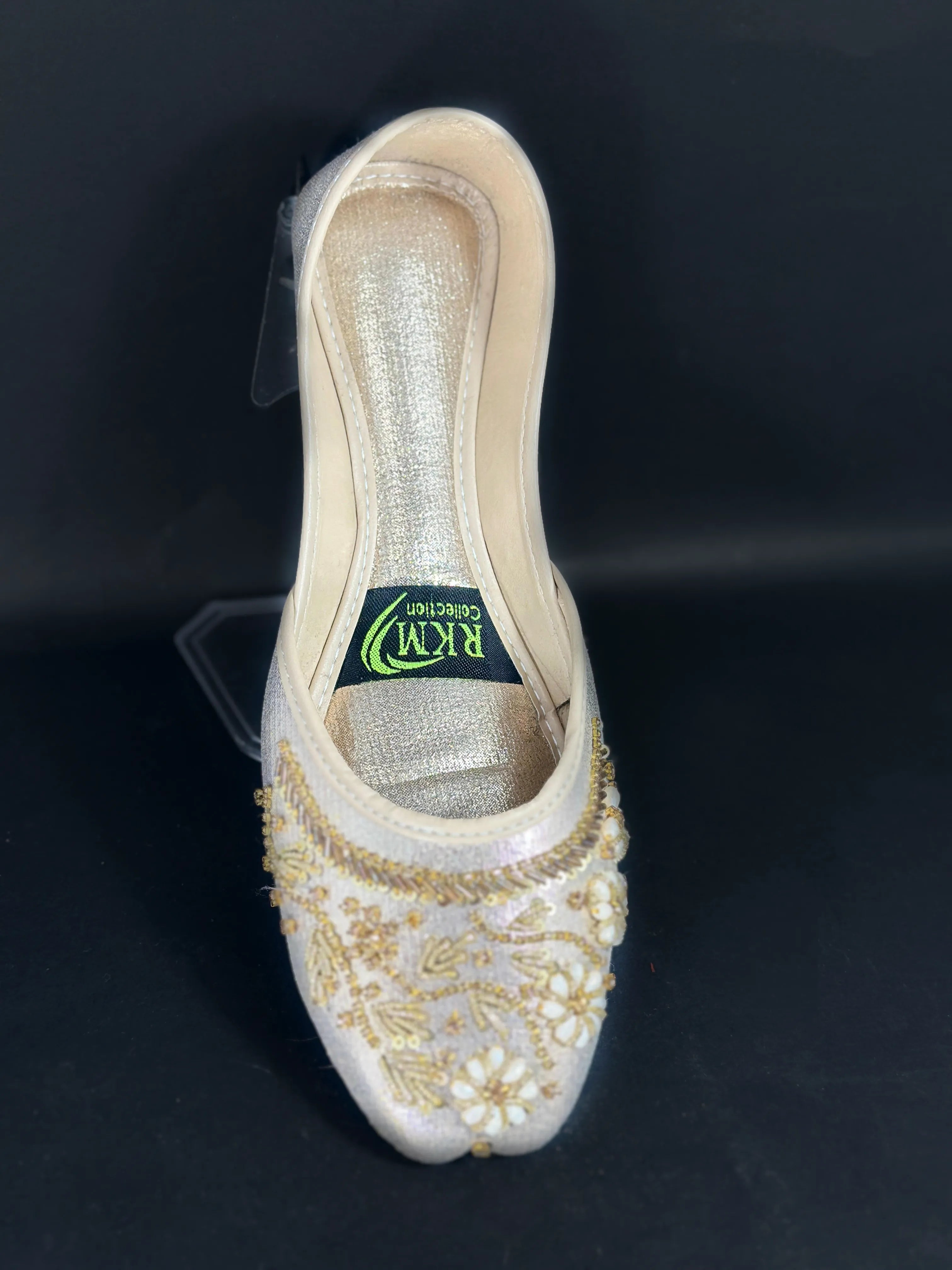 Silver Women’s Traditional Kussa – Handmade Ethnic Flat Shoes