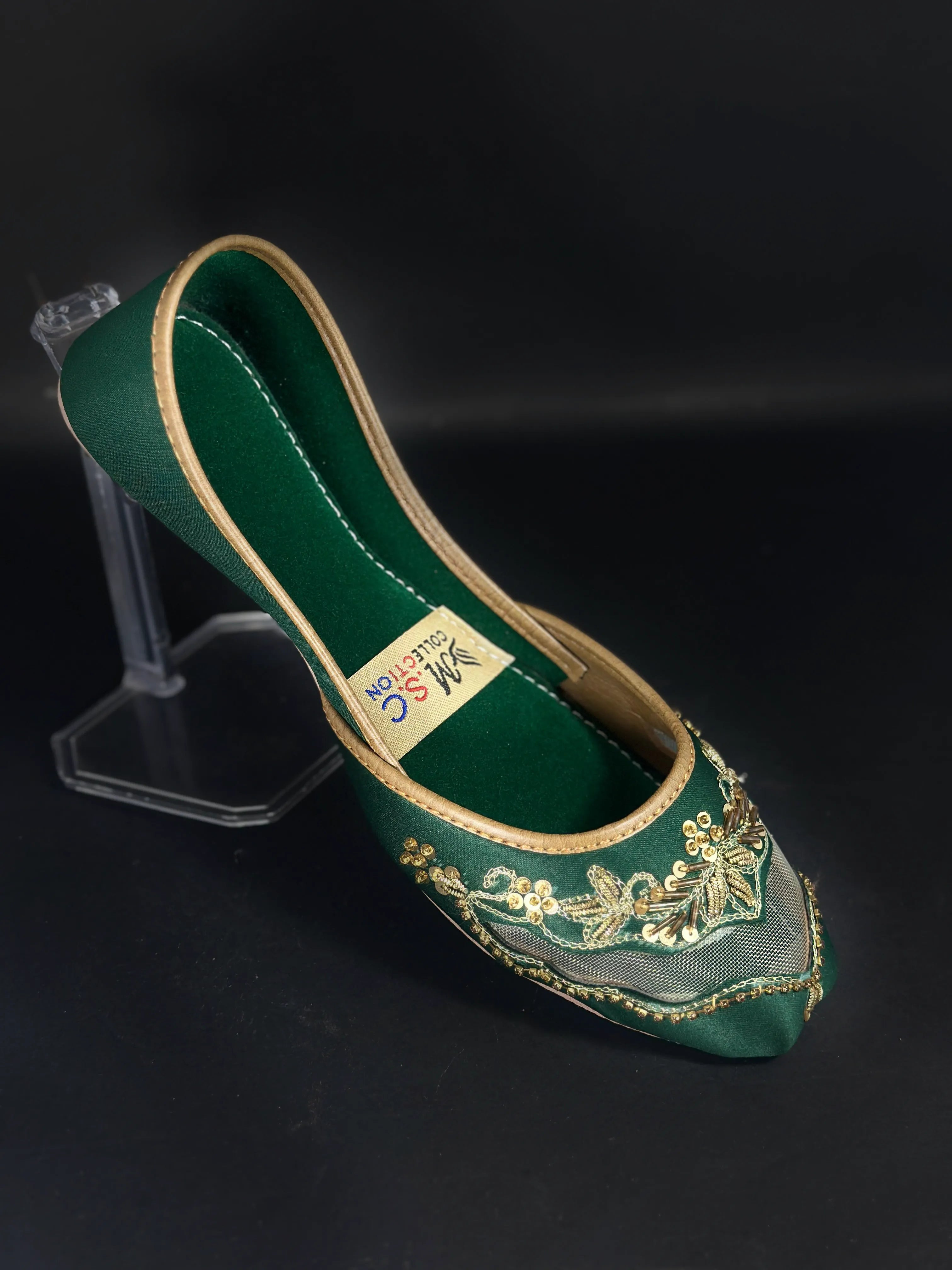 Olive Women’s Traditional Kussa – Handmade Ethnic Flat Shoes